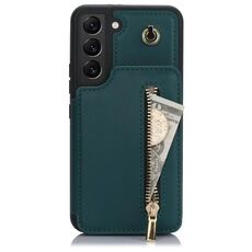 Per Samsung Galaxy S22 5G YM006 Custodia per telefono con cerniera Skin Feel con doppio cordino (verde)