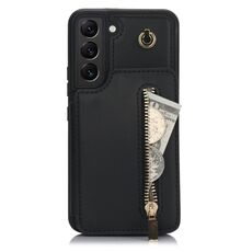 Per Samsung Galaxy S22+ 5G YM006 Custodia per telefono con cerniera Skin Feel con doppio cordino (nero)