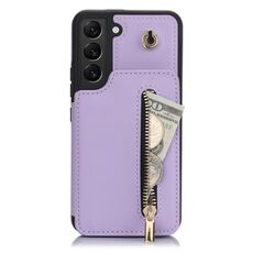 Per Samsung Galaxy S22+ 5G YM006 Custodia per telefono con cerniera Skin Feel con doppio cordino (viola chiaro)