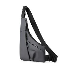 Borsa triangolare antifurto Borsa a tracolla con tracolla in pelle per il tempo libero (grigio)