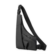 Borsa triangolare antifurto Borsa a tracolla con tracolla in pelle per il tempo libero (nera)