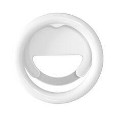 Lampada per schermo sbloccata con clip a mezzo anello, luce di riempimento per telefono cellulare da 10 cm (bianca)
