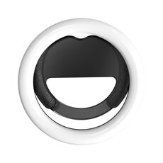 Lampada per schermo sbloccata con clip a mezzo anello, luce di riempimento per telefono cellulare da 10 cm (nera)