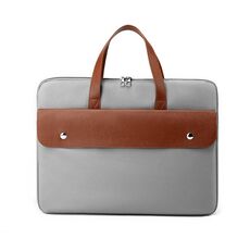 Borsa per laptop in pelle PU da 15,6 pollici in colore contrastante Borsa per computer Custodia per valigetta (grigio)