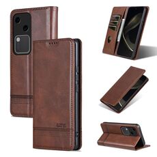 Custodia per telefono in pelle magnetica con texture di vitello AZNS per vivo S18 (marrone scuro)