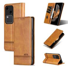 Custodia per telefono in pelle magnetica con texture di vitello AZNS per vivo S18 (marrone chiaro)
