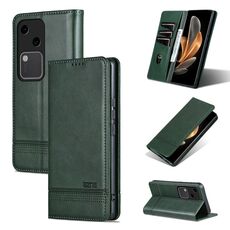 Custodia per telefono in pelle magnetica con texture di vitello AZNS per vivo S18 (verde scuro)