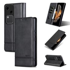 Custodia per telefono in pelle magnetica con texture di vitello AZNS per vivo S18 (nera)