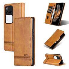 Per vivo S18 Pro AZNS Custodia magnetica in pelle di vitello con texture (marrone chiaro)