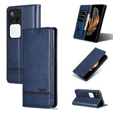 Per vivo S18 Pro AZNS Custodia magnetica in pelle di vitello con texture (blu scuro)