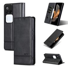 Custodia per telefono in pelle magnetica con texture di vitello AZNS per vivo S18 Pro (nera)