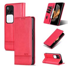 Custodia per telefono in pelle magnetica con texture di vitello AZNS per vivo S18 Pro (rossa)