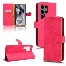Custodia magnetica in pelle per Samsung Galaxy S24 Ultra 5G Skin Feel (rosa rosso)