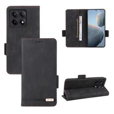 Custodia per telefono in pelle con chiusura magnetica Xiaomi Redmi K70E 5G (nera)