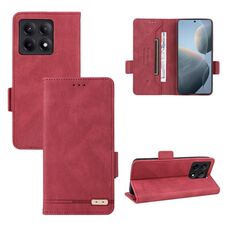 Custodia per telefono in pelle con chiusura magnetica per Xiaomi Redmi K70E 5G (rossa)