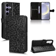 Custodia per telefono in pelle con texture a nido d'ape per Samsung Galaxy S24 5G (nera)