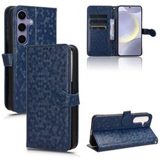 Custodia per telefono in pelle con texture a nido d'ape per Samsung Galaxy S24 5G (blu)