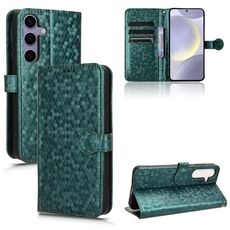 Custodia per telefono in pelle con texture a nido d'ape per Samsung Galaxy S24 5G (verde)