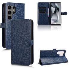 Custodia per telefono in pelle con texture a nido d'ape per Samsung Galaxy S24 Ultra 5G (blu)
