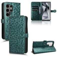 Custodia per telefono in pelle con texture a nido d'ape per Samsung Galaxy S24 Ultra 5G (verde)