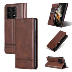 Per Xiaomi Redmi K70/K70 Pro AZNS custodia magnetica in pelle di vitello con vibrazione (marrone scuro)
