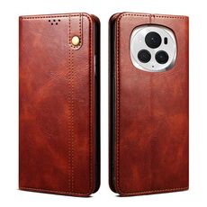 Custodia per telefono in pelle con texture Crazy Horse per cera d'olio Honor Magic6 (marrone)