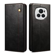 Custodia per telefono in pelle con texture Crazy Horse per cera d'olio Pro Honor Magic6 Pro (nera)