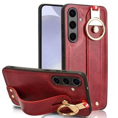 Custodia per cellulare con retro in pelle e cinturino per Samsung Galaxy S24 5G (rossa)