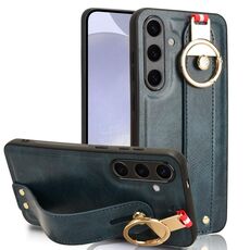 Custodia per telefono posteriore in pelle con cinturino per Samsung Galaxy S24 5G (blu)