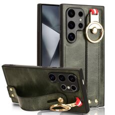 Custodia per cellulare con retro in pelle e cinturino per Samsung Galaxy S24 Ultra 5G (verde)