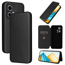 Custodia per cellulare in pelle flip con texture in fibra di carbonio per Honor 90 GT (nera)