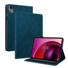 Custodia per tablet in pelle goffrata con fiore di farfalla per Lenovo Tab M11/Xiaoxin Pad 11 2024 (blu)