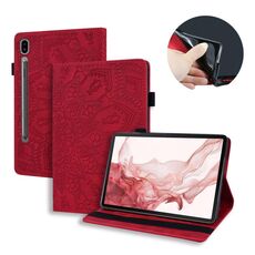 Custodia per tablet in pelle goffrata con texture ultra vitello per Samsung Galaxy Tab S9 (rossa)