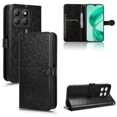 Custodia per telefono in pelle con texture a nido d'ape per Honor X8b (nera)
