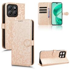 Custodia per telefono in pelle con texture a nido d'ape per Honor X8b (oro)