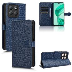 Custodia per telefono in pelle con texture a nido d'ape per Honor X8b (blu)