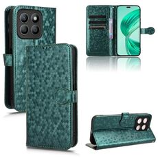 Custodia per telefono in pelle con texture a nido d'ape per Honor X8b (verde)