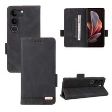 Custodia per telefono in pelle con chiusura magnetica per vivo V29 5G / S17 5G / S17 Pro (nera)