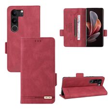 Custodia per telefono in pelle con chiusura magnetica per vivo V29 5G / S17 5G / S17 Pro (rossa)
