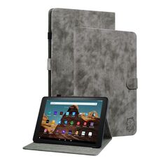 Custodia per tablet in pelle flip con motivo tigre per Amazon Fire HD 10 2023 (grigio)