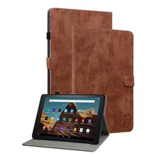 Custodia per tablet in pelle flip con motivo tigre per Amazon Fire HD 10 2023 (marrone)