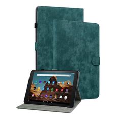 Custodia per tablet in pelle flip con motivo tigre per Amazon Fire HD 10 2023 (verde scuro)