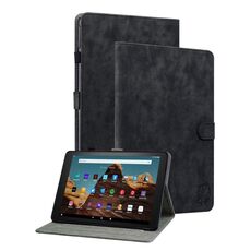 Custodia per tablet in pelle flip con motivo tigre per Amazon Fire HD 10 2023 (nera)