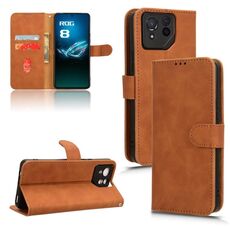 Per ASUS ROG Phone 8 Pro Skin Feel custodia magnetica in pelle con vibrazione (marrone)