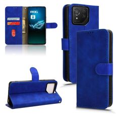 Per ASUS ROG Phone 8 Pro Skin Feel custodia magnetica in pelle con vibrazione (blu)