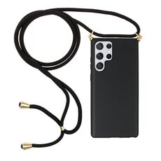 Per Samsung Galaxy S24 Ultra 5G Materiale in paglia di grano + Custodia in TPU con cordino (Nero)