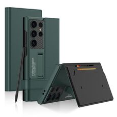 Per Samsung Galaxy S24 Ultra 5G GKK Custodia a portafoglio in pelle con portafoglio, senza penna (verde)