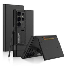 Per Samsung Galaxy S24 Ultra 5G GKK Custodia a portafoglio in pelle con portafoglio, senza penna (nero)