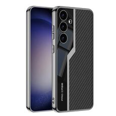 Per Samsung Galaxy S24 5G GKK placcatura TPU + custodia in pelle Supercar a copertura totale (fibra di carbonio)