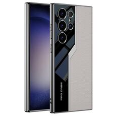 Per Samsung Galaxy S24 Ultra 5G GKK placcatura TPU + custodia per telefono in pelle Supercar a copertura totale (grigio)